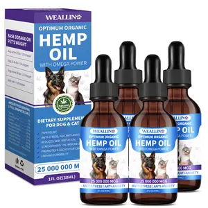 WEALLIN Hemp Seed Oil for Dogs & Cats - Organic Omega 3, 6, & 9 - Supports Calmness, Skin, Coat & Joint Health - Relaxation & Hip Comfort (4 Pack)