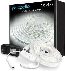 White LED Strip Lights, 16.4ft Dimmable 6500k Daylight White Led Light Strip, 300 LEDs Flexible Led Lights for Bedroom, Mirror, Kitchen Decoration
