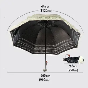 Lace Windproof Folding Sunny and Rainy Umbrella Ultraviolet-Proof Anti Sun UV Protection Parasol Umbrella