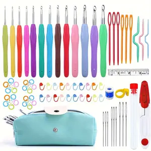 1 set of 77 vibrant crochet hooks - ergonomic aluminum oxide hooks with soft grip - complete set including colored needles, stitch marks, and boxes - perfect for beginners and advanced crochet enthusiasts
