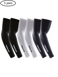 3-pair pack men's high-elastic, breathable, quick-drying arm sleeves for running, cycling, fishing, summer outdoor sports and basketball