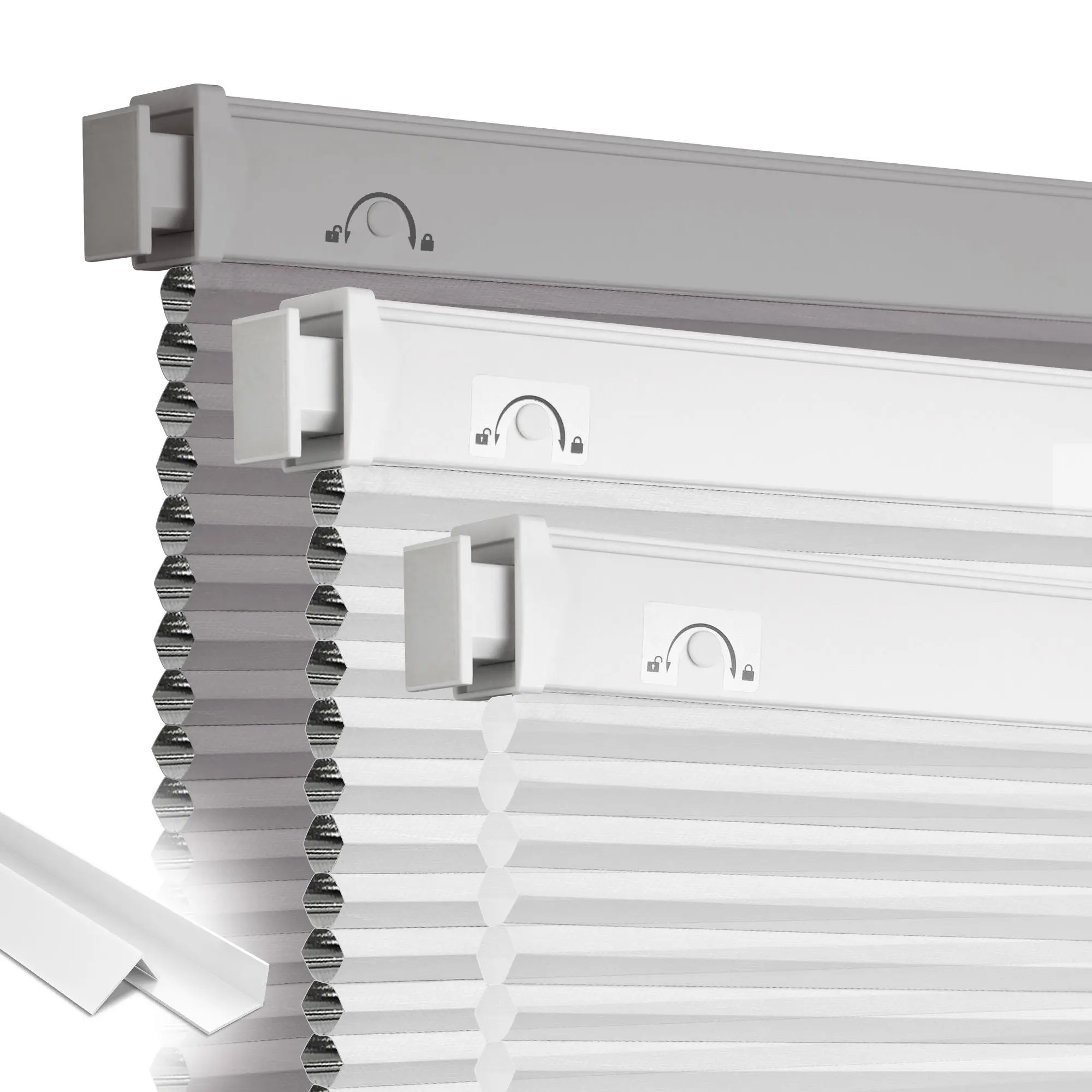 Grandekor No Drill Cordless Cellular Shades with Light Blocking Strips,Honeycomb Blinds for Indoor Windows, Privacy and UV Protection