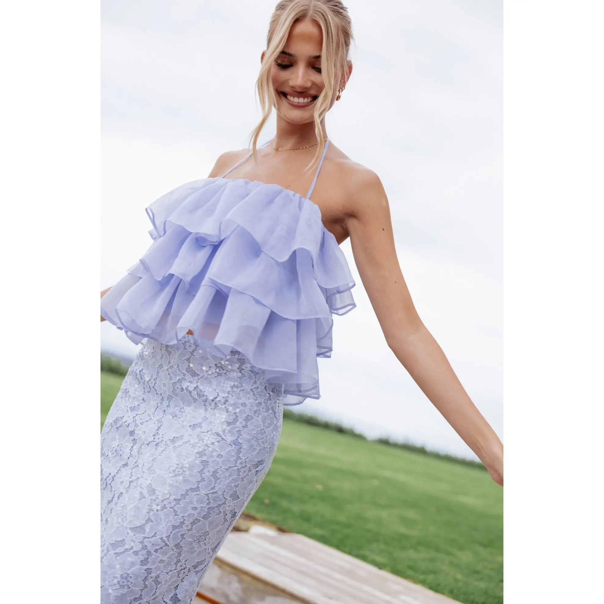 Taelya Flounce Top - Blue