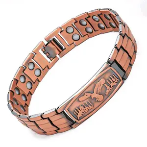 Men's copper bracelet, magnetic bangle copper jewelry gift, with adjustable sizing tool, magnetic energy jewelry accessory with eagle pattern, Valentine's Day gift. Matching Stainless Steel Charms Bracelets