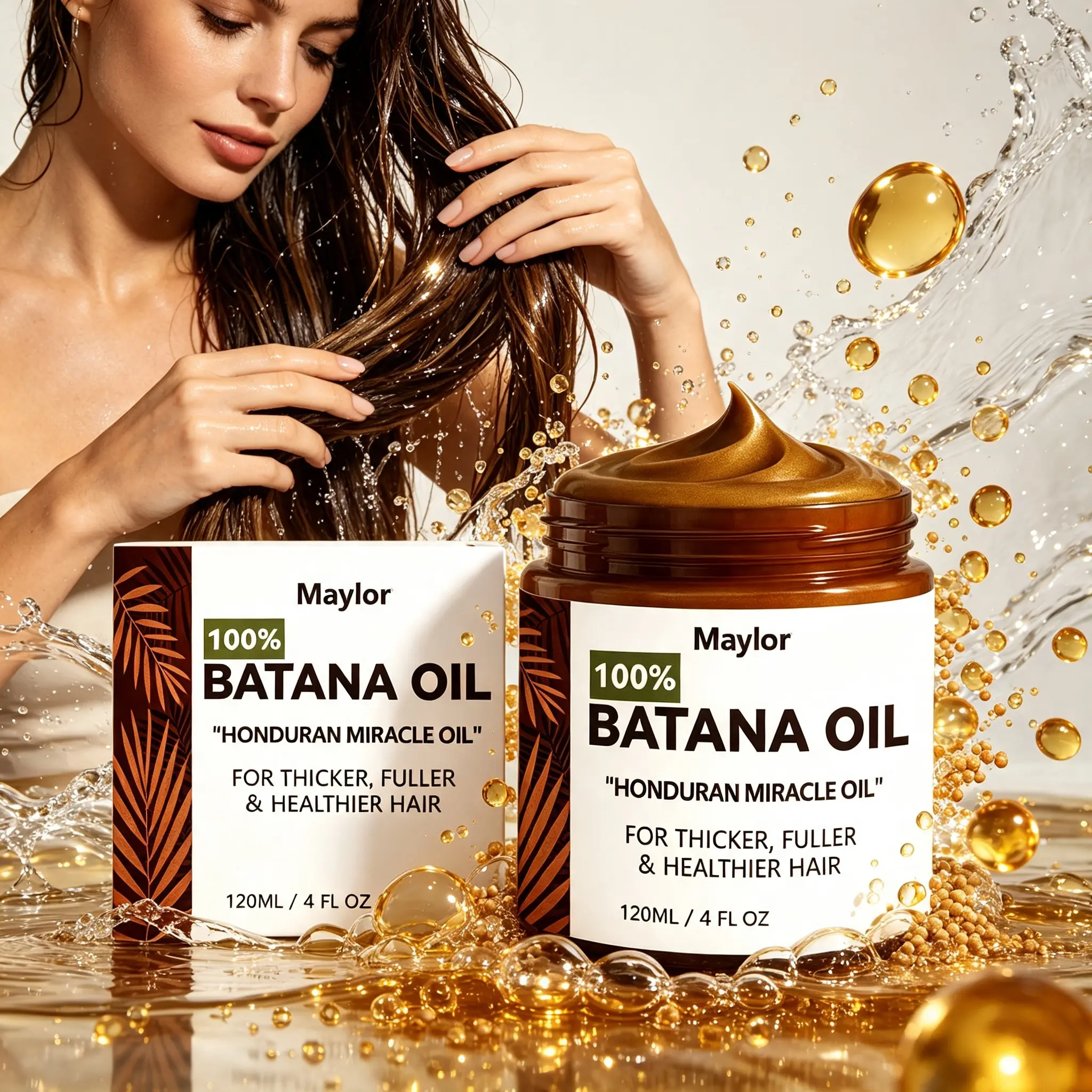 Maylor Honduran Miracle Batana Oil 120ML – 100% Pure Cold-Pressed Hair Strengthening Serum, Intensive Moisture Lock for Brittle Overprocessed Hair, Restores Supple Texture, Enhances Natural Wave Pattern