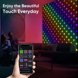 Smart LED Curtain Lights Color Changing Wall Lights Dynamic DIY String Lights for Bedroom Living Room Backdrop Decor 400 RGB LEDs for Christmas Halloween Parties