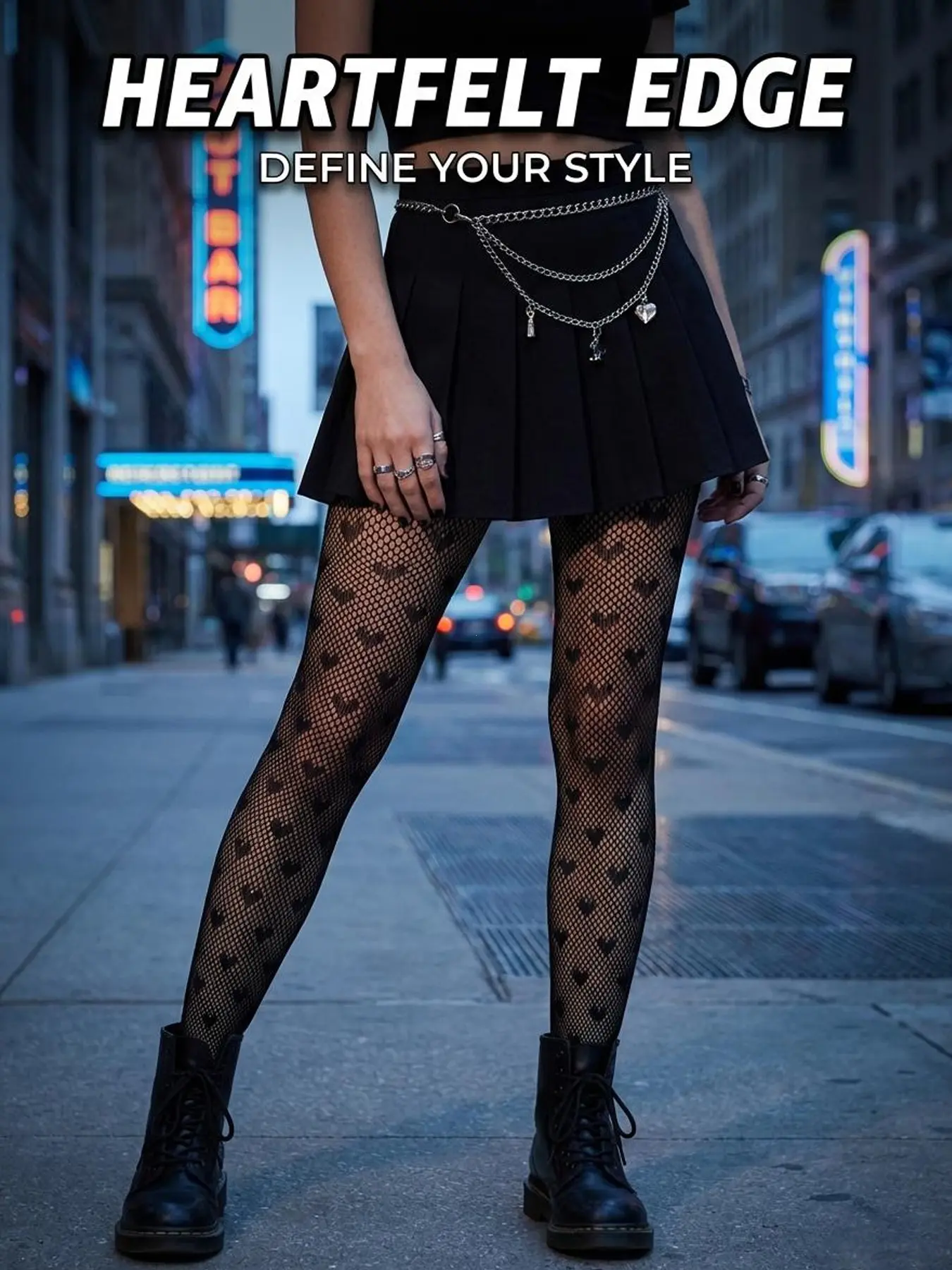 Women's Sexy Heart Pattern Fishnet Tights, Versatile and Stylish, One Pair for Sensational Fashion
