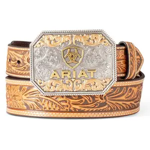 Ariat Men's Floral Embossed Tan Belt