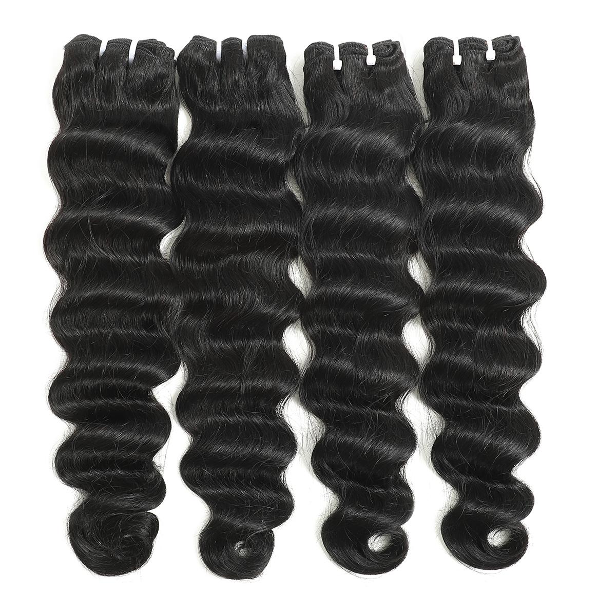 Karlami Loose Deep Wave 3/4  Bundles Human Hair Body Wave 12A Unprocessed Brazilian Virgin Hair Straight Bundles Human Hair Deep Wave Burmese Curly Bundles  with 5x5 Closure Human Hair Bundles for Women Natural Black Tangle Free