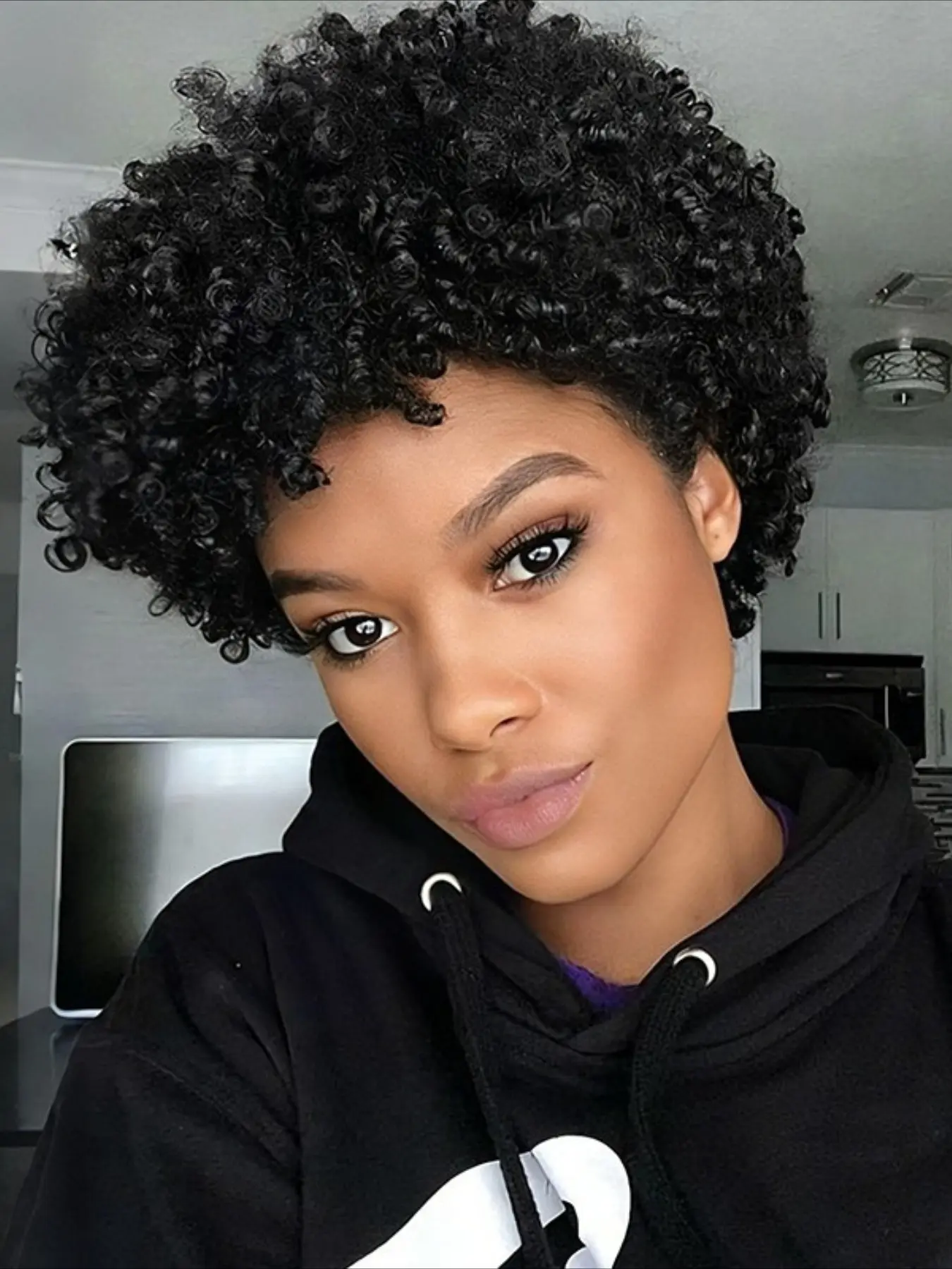 Human Hair Wig Women's Short Curly Hair Wig , Y2K Style Daily Casual Party Valentine's Day Wig , 150% Density , 6 Inch Full Machine  Made Wig
