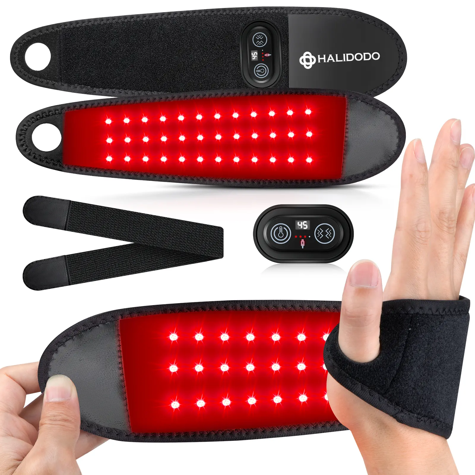 Red Light Therapy for Hand Wrist with Heat & Massage, 3000mAh Controller Infrared Light with 108 Beads Wrist Brace & Hands Wrap Pad for Knee Ankle Foot Joint
