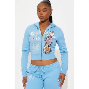 Ed Hardy Skull Haven Zip Up Hoodie - Light Blue X