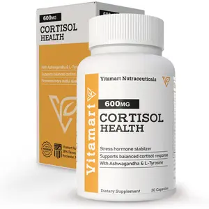 Vitamart Nutraceuticals - Cortisol Health (30 Count) - Adrenal Health Manager Supplement for Healthy Stress Response* - Adaptogenic Formula with Ashwagandha & sleep support - (quick absorbing)
