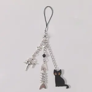 Punk Type Star & Fishbone & Cat Design Phone Chain, Cute Phone Lanyard, Fashion Cell Phone Charm for Women & Men, Phone Decoration Accessories, Phone Accessory