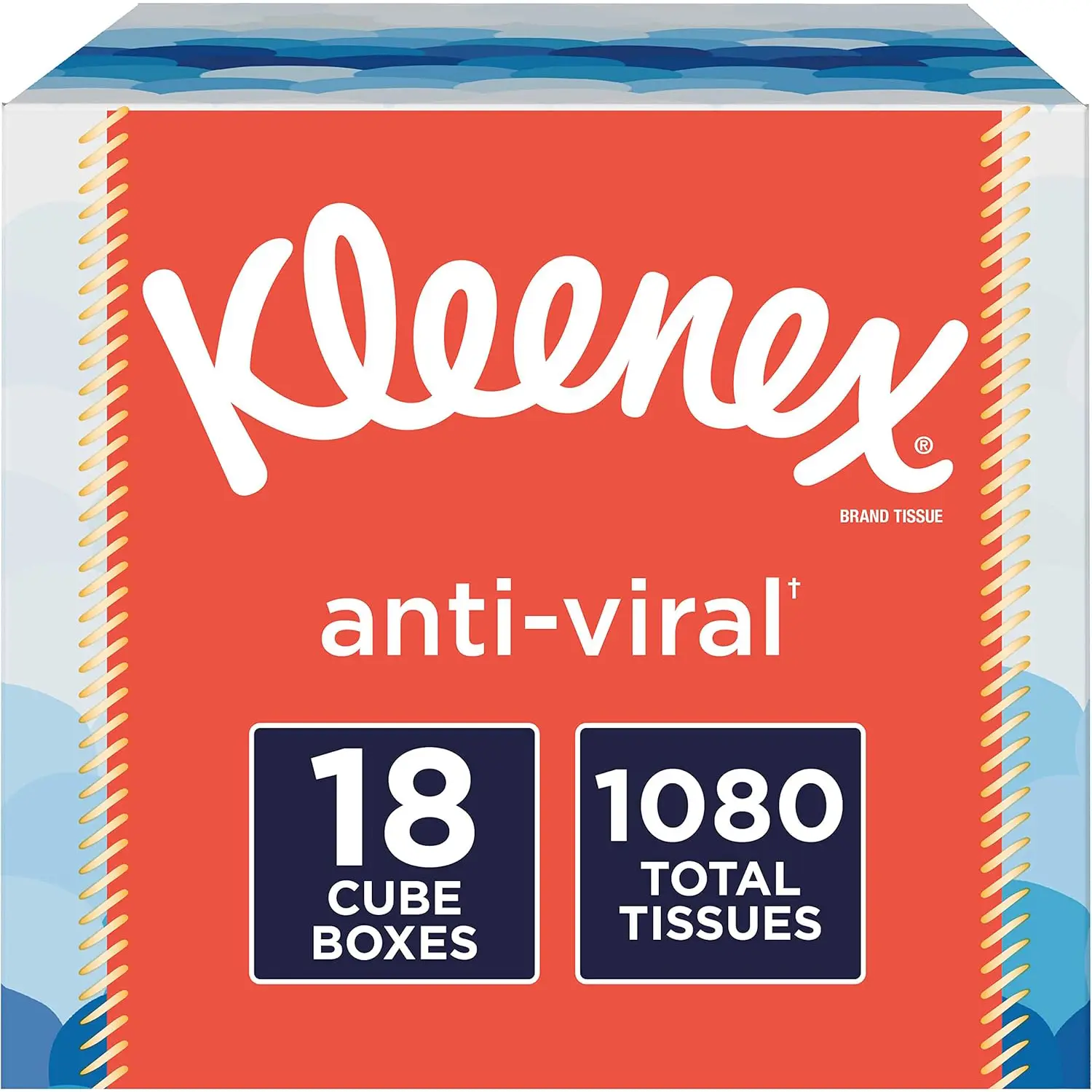 Kleenex Anti-Viral Facial Tissues, 18 Cube Boxes, 60 Tissues per Box (1,080 Tissues Total)