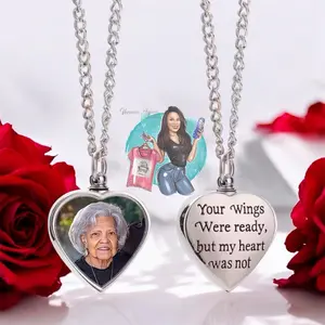 Urn Heart Necklace for Loved Ones Ashes with Picture/Photo | Memorial Gift| Personalized Keepsake| Cremation Necklace