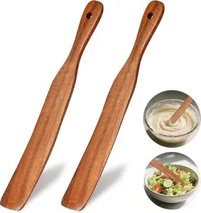 2Pcs Skinny Spurtle for Sourdough Starter, Reaching Bottom of Jars, Dough Whisk, Stirring, Mixing, Wooden Stir Spurtles, Kitchen Tools for NonStick Cookware, Sour Dough Tool, Gift for Sourdough Lovers