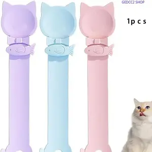 Cat Head Food Dispenser Spoon, Long-Handle Pet Feeding Spoon for Cat Treats & Wet Food, Cute Licking Feeding Tool for Daily Pet Care & Easy Feeding