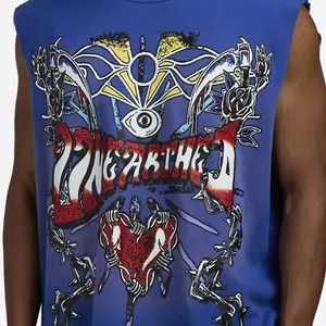 SMOKE RISE T SHIRT MUSCLE TANK OG LABEL LARGE SIZE Womenswear Tops Blue Graphic Design