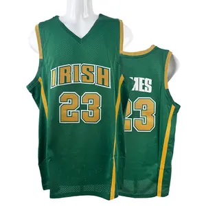 2025 American basketball shorts jersey #23 James High School Retro Jersey for Men big size Mesh breathable basketball jerseys for men White Green Sewing embroidery Gym clothing Training set Fitness tops