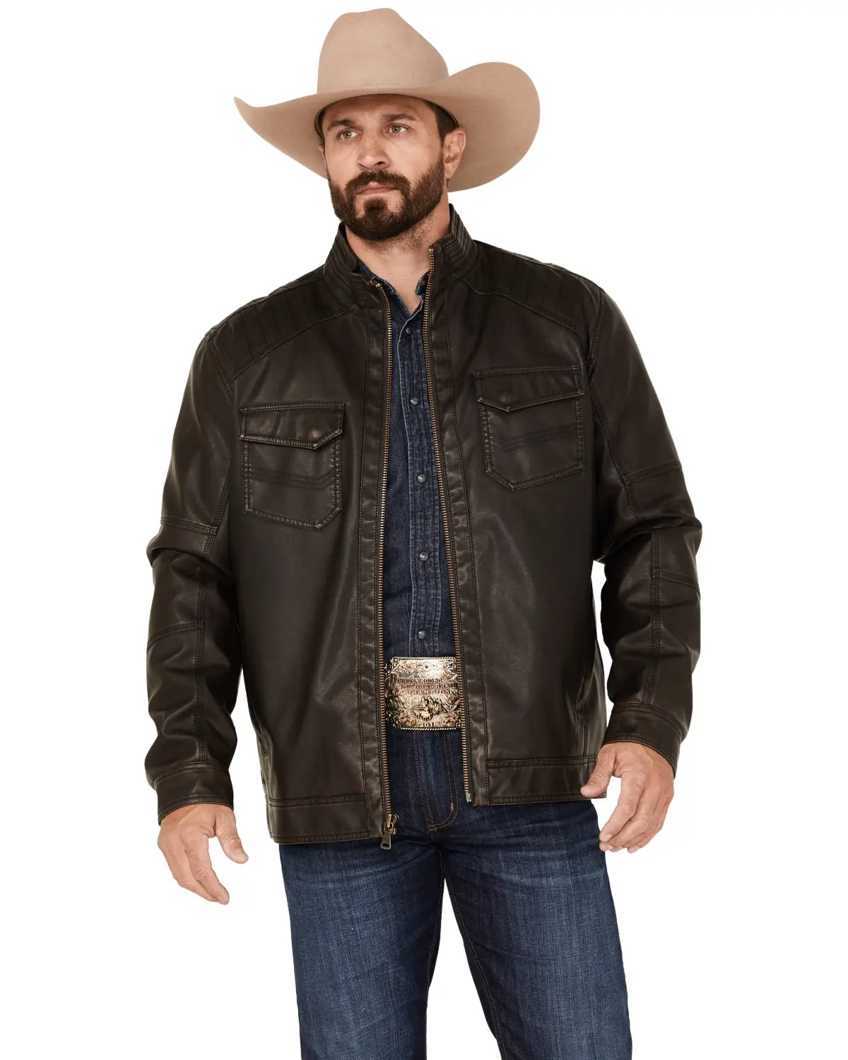 Cody James Men's Men'S Houston Distressed Moto Jacket Big And Tall - Cjfa22o17-Big-Brn