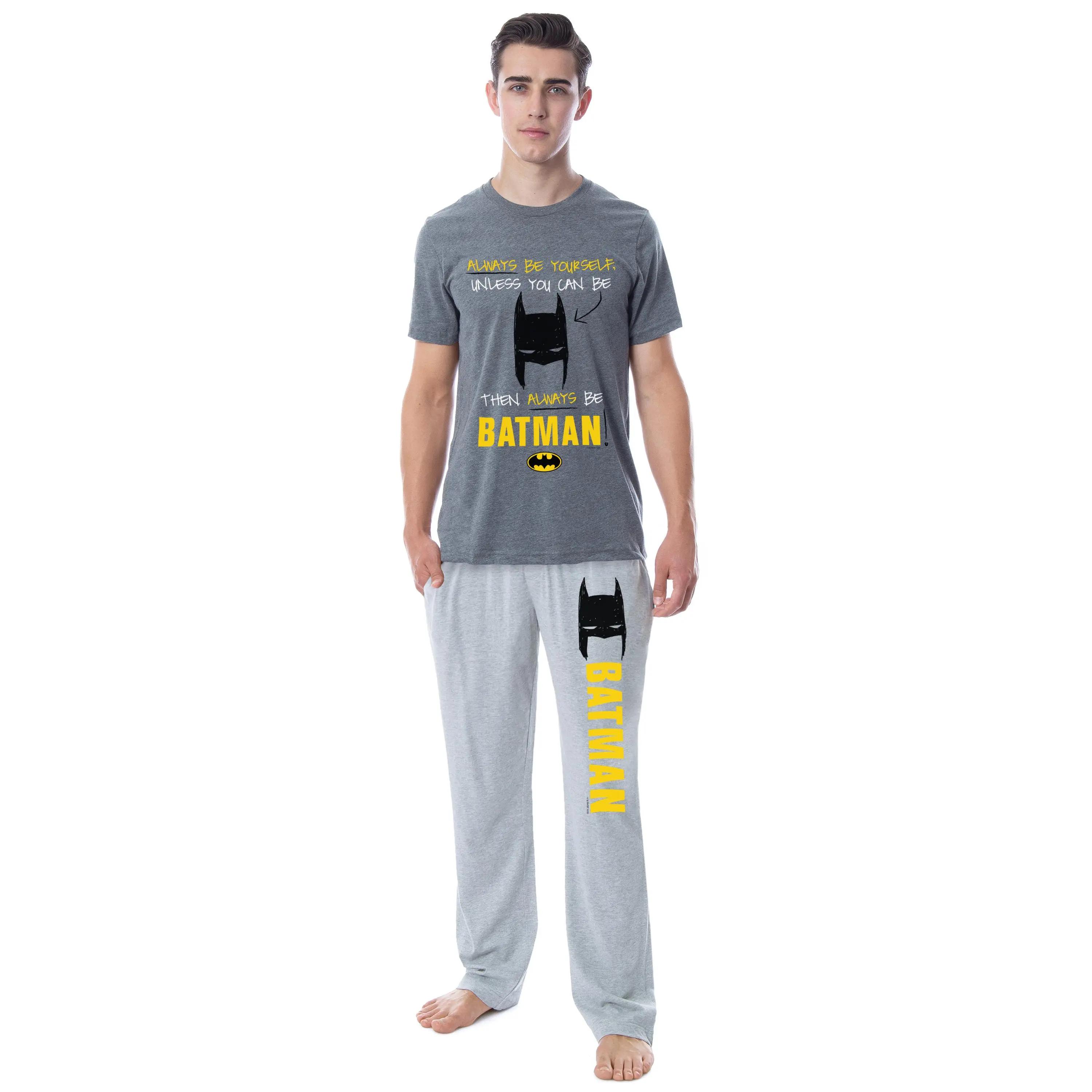 DC Comics Mens' Batman Always Be Funny Character Sleep Pajama Set