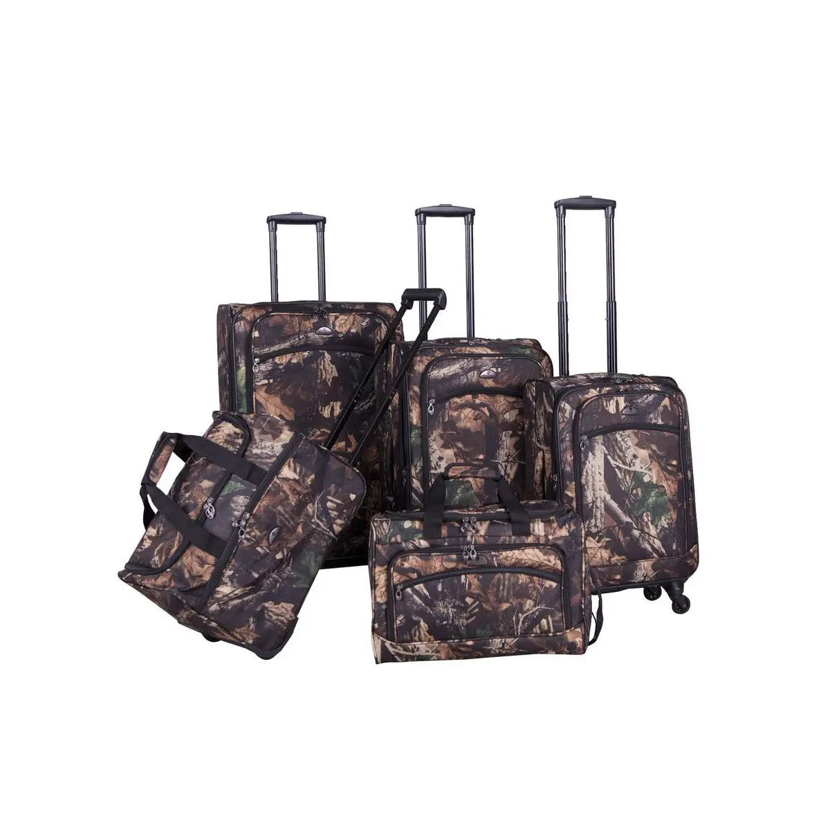 American Flyer Camo Green 5-Piece Spinner Luggage Set