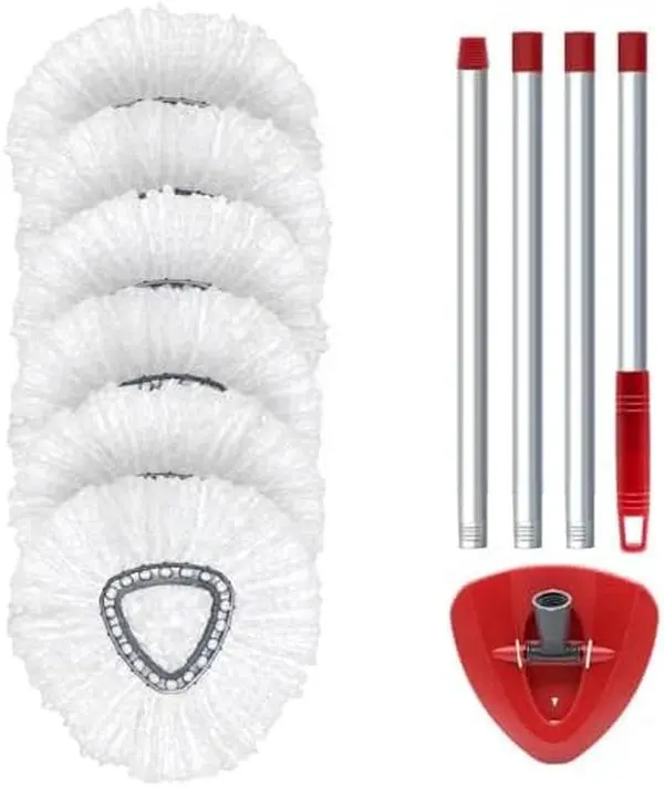 O Cedar EasyWring Microfiber Spin Mop Replace Head Base 6 Refills 30-58" Handle & 1 Base Combo Set White 1-Tank System shower floor scrubber