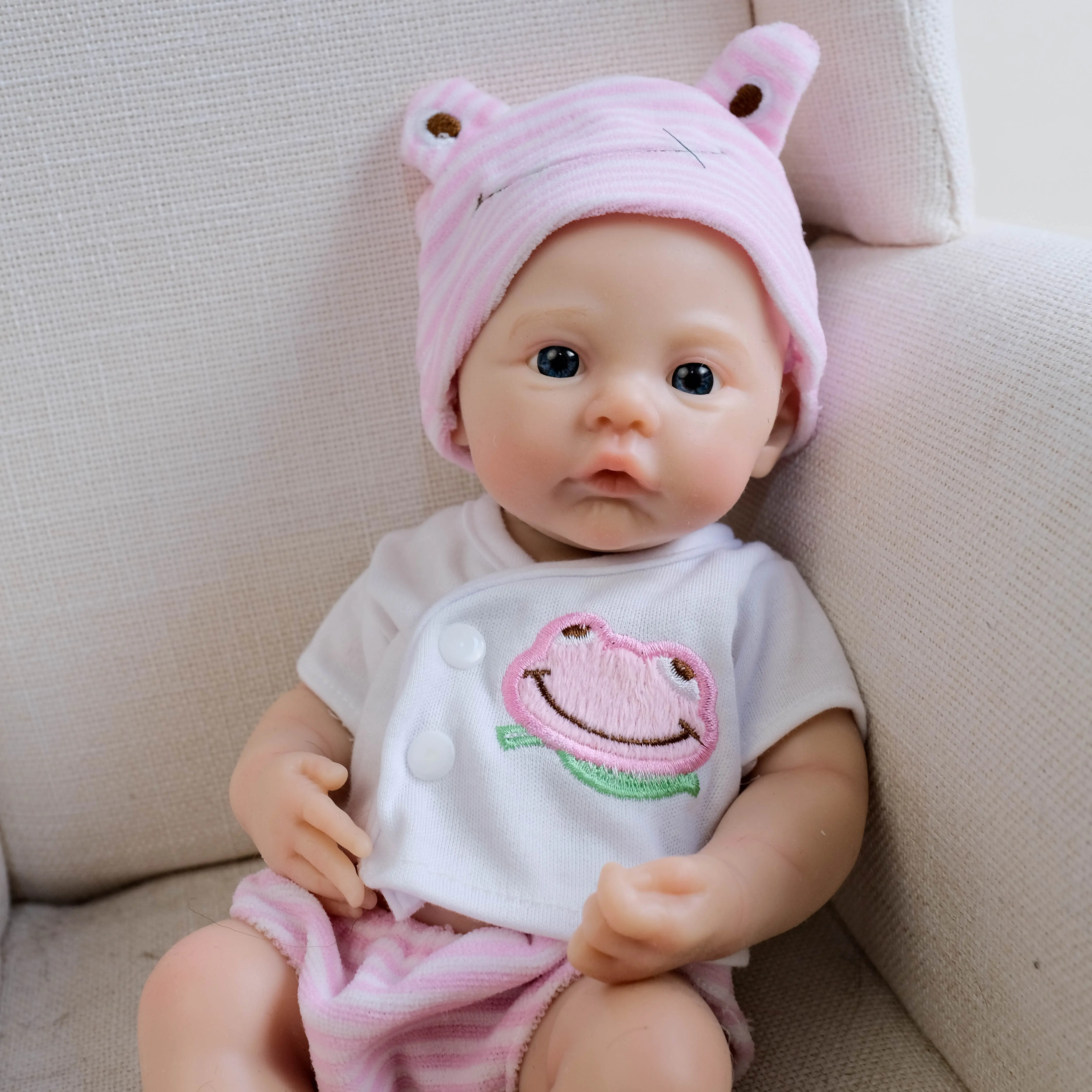 12 in Full Body Solid Silicone Reborn Baby Doll Girl, Realistic Newborn Doll with Clothes Set, Christmas Toy for Kids Ages 3+, Silicone Baby Reborn