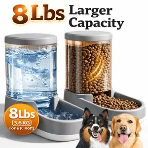 8Lbs Large Capacity Gravity Pet Feeder & Water Dispenser, Automatic No Power Dog & Cat Feeding Station, 2-in-1 Food & Water Set for Multi-Pet Homes