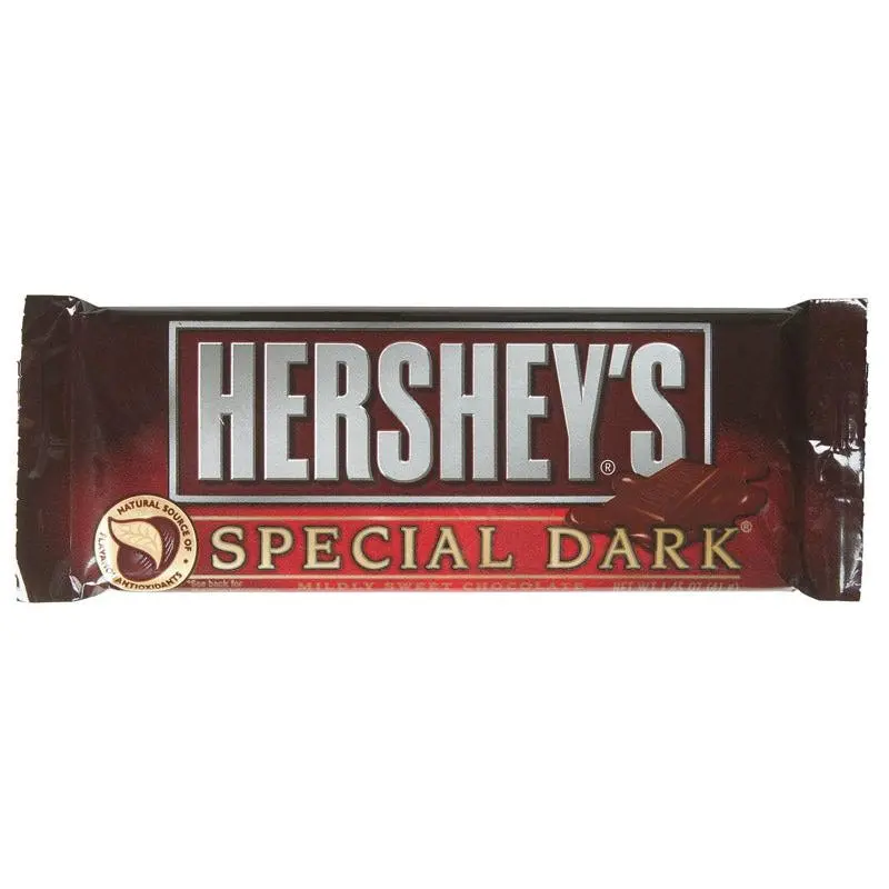 Hershey's Special Dark Chocolate Candy Bars, 1.45 oz, 36 Count Box — Mildly Sweet Dark Chocolate Full Size Bars, Bulk Case