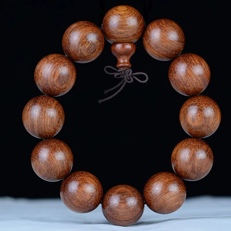 【106】Yellow wooden bracelet, Myanmar yellow pear bracelet, single bead diameter 15mm * 15 pieces