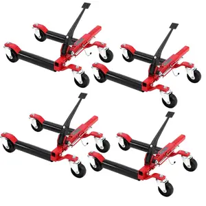 Heavy Duty 1500LBS Mechanical Car Wheel Dollies - Set of 4 - Steel Twin Rollers, Foot Pedal for Auto Repair, Tire Moving, Vehicle Workshop Equipment