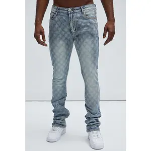 I Be Jeweled Stacked Skinny Flare Jeans - Light Blue