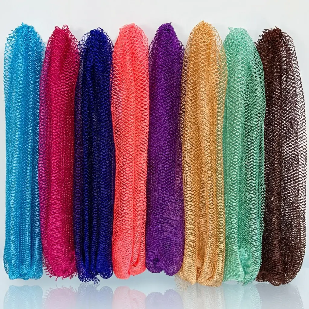 African Net Sponge Exfoliating Body Scrubber, Long Magic Bath Net for Shower, Authentic African Exfoliating Net, Skin Smoothing Washcloth Back Scrubber, Multiple Colors