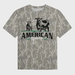 American Rancher Camo T-Shirt, Western Rodeo Graphic Tee, Cowboy Aesthetic Outfit, Country Streetwear Style