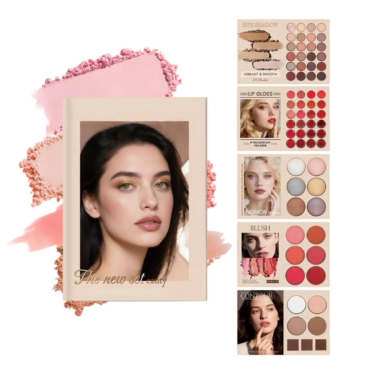 Magazine-Style Full Makeup Set, Cosmetics Kit, 24-Color Eyeshadow Palette, Multicolor Lip Gloss, Highlighter, Blush & Contouring Kit, Long-Lasting Finish, Face Makeup Sets, Makeup Kits book glow seeker Gift