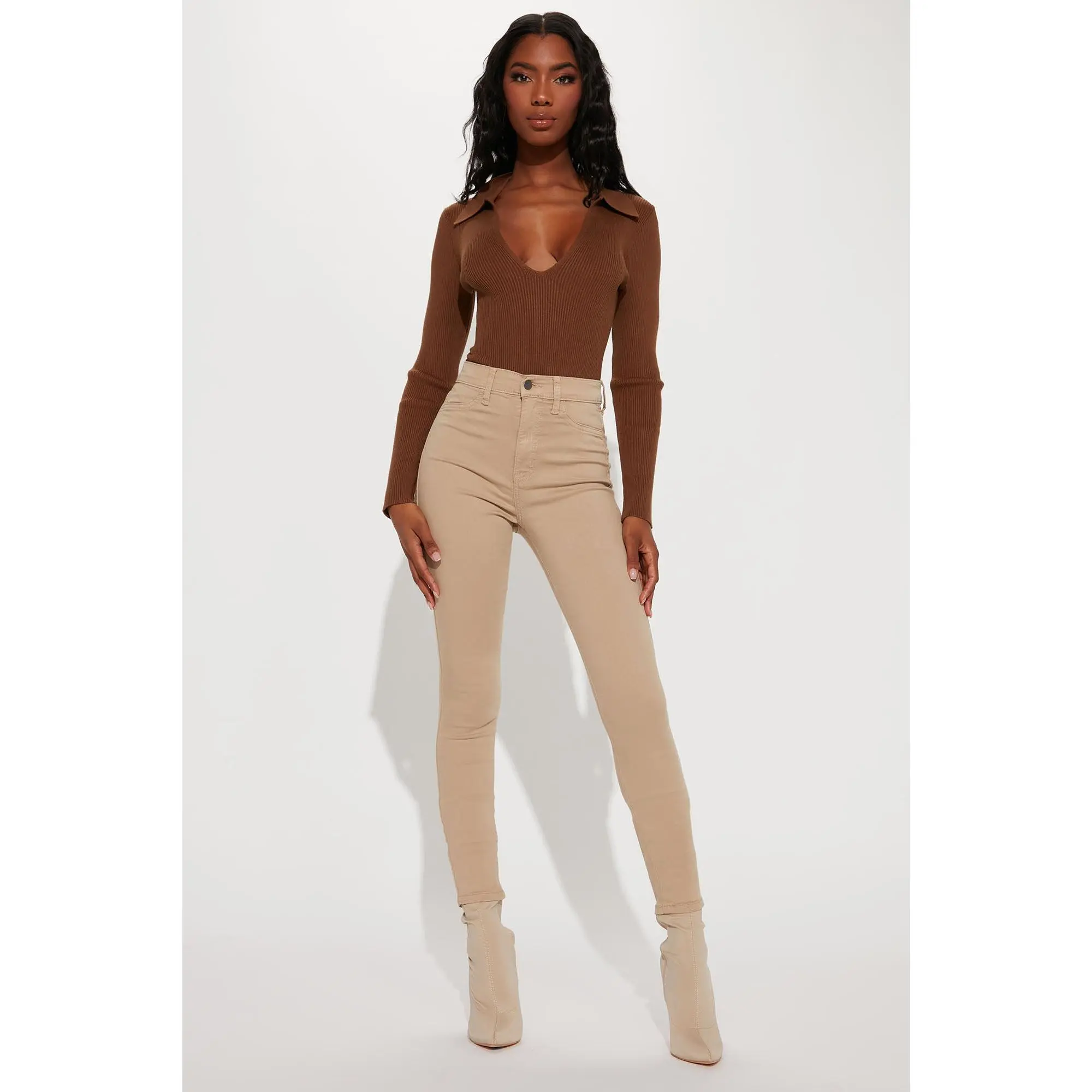 Tall Classic High Waist Skinny Jeans - Khaki