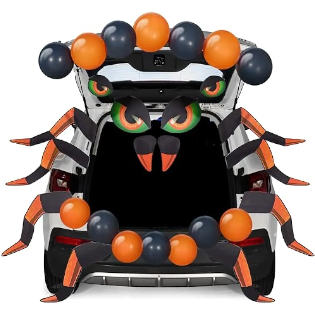 Halloween Trunk Or Treat Car Decorations Kit for SUV Spider Design, Archway Garage Decor with Legs Eyes Balloons Double Side Stickers