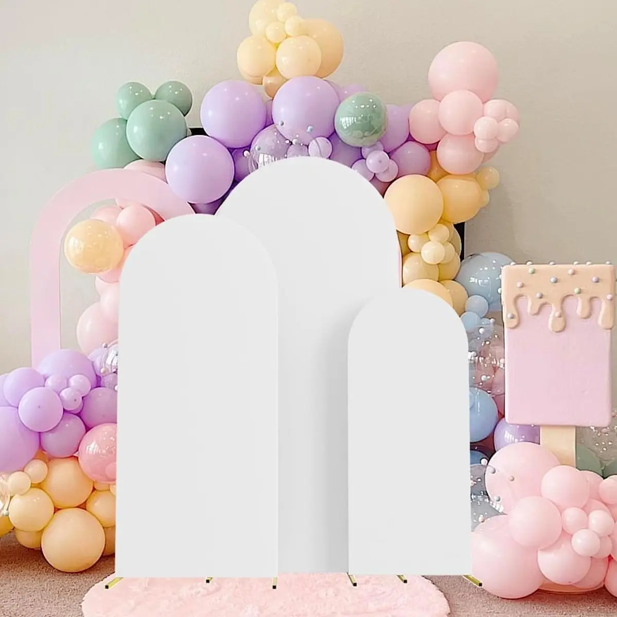 Wedding Arch Backdrop Set & 1 Pcs Arch Backdrop Cover (6FT, 6.6FT, 7.2FT). Spandex Stand Covers for Party Supplies, Baby Shower, Bridal Shower, Graduation, Bachelorette, Decoración de Cumpleaños & Photo Background (Cover Only)