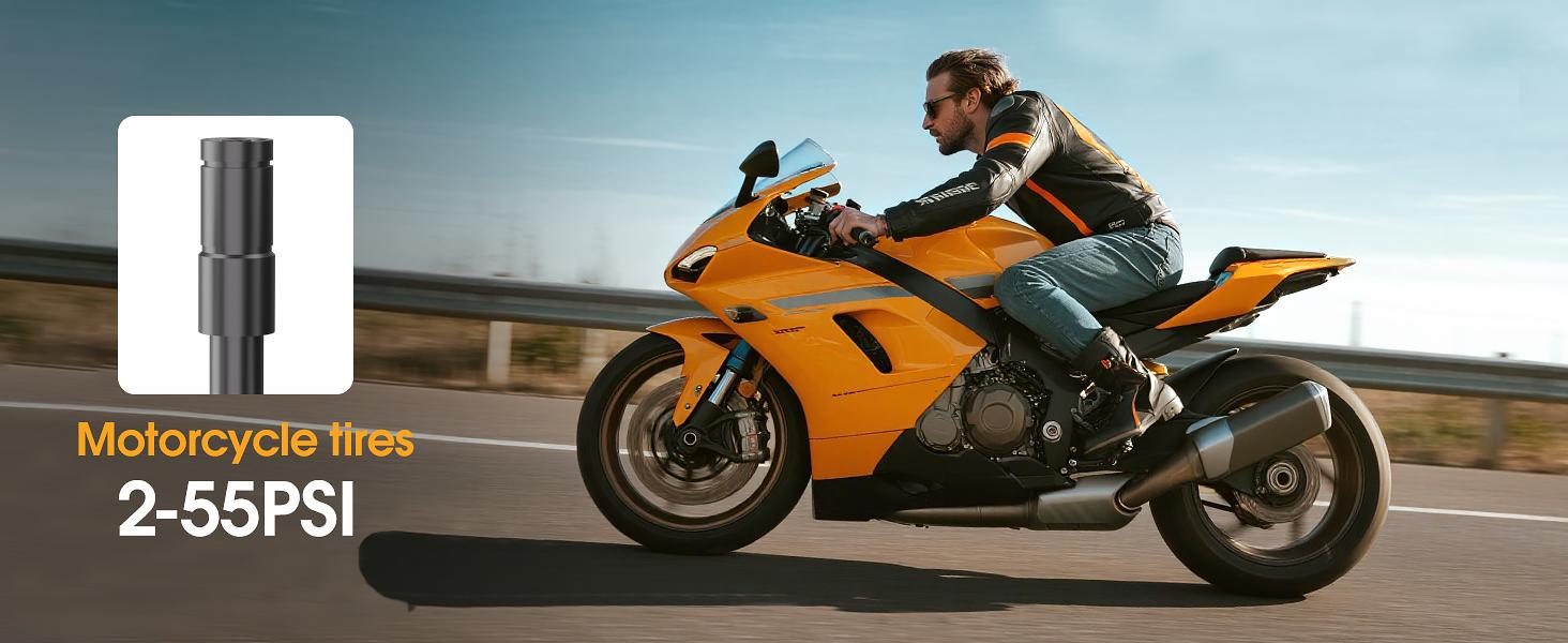 Portable Car Tire Inflator with Digital Gauge - 15000mAh Cordless Air Compressor | Fast Inflation Emergency Pump for Car Tires, Motorcycles & Bikes