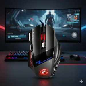 Professional Gaming Mouse: Wired USB, 5500 DpI Adjustable Precision, Ergonomic Design for Comfort, RGB Chroma Lighting, 7 Programmable Buttons, Anti-Slip Grip, Macro Customization & Portable Gear for PC Gamers.