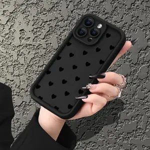Popular Love Heart Pattern Case for iPhone 17 16 15 14 Pro Max 13 12 11 XR XS Air Plus Shockproof Non Slip Military-Grade Protection Silicone Cover