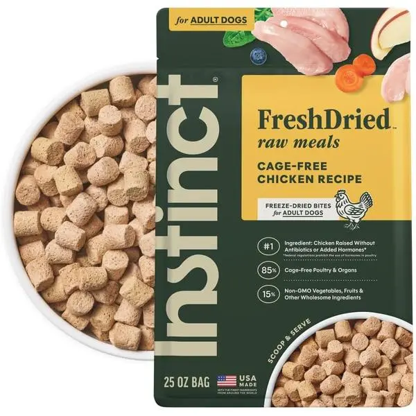 Instinct Freeze-Dried Meals, FreshDried Bites, Natural Dog Food, Grain-Free - Cage-Free Chicken, 25 oz. Bag