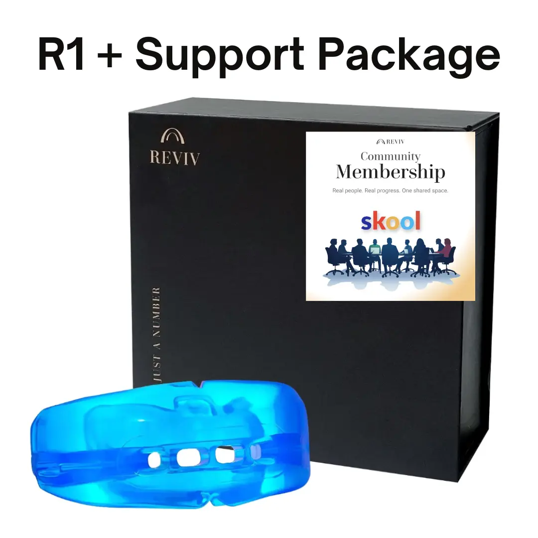 Reviv R1 Mouthguard for TMJ Relief & Jawline Balance, Ready-to-Use Nightguard for Grinding Teeth with Personalized Support, Nightguards For Grinding Teeth, 5X2x5" Size Slips Into Travel Bags, Ready-To-Use Mouthguard Ships Home