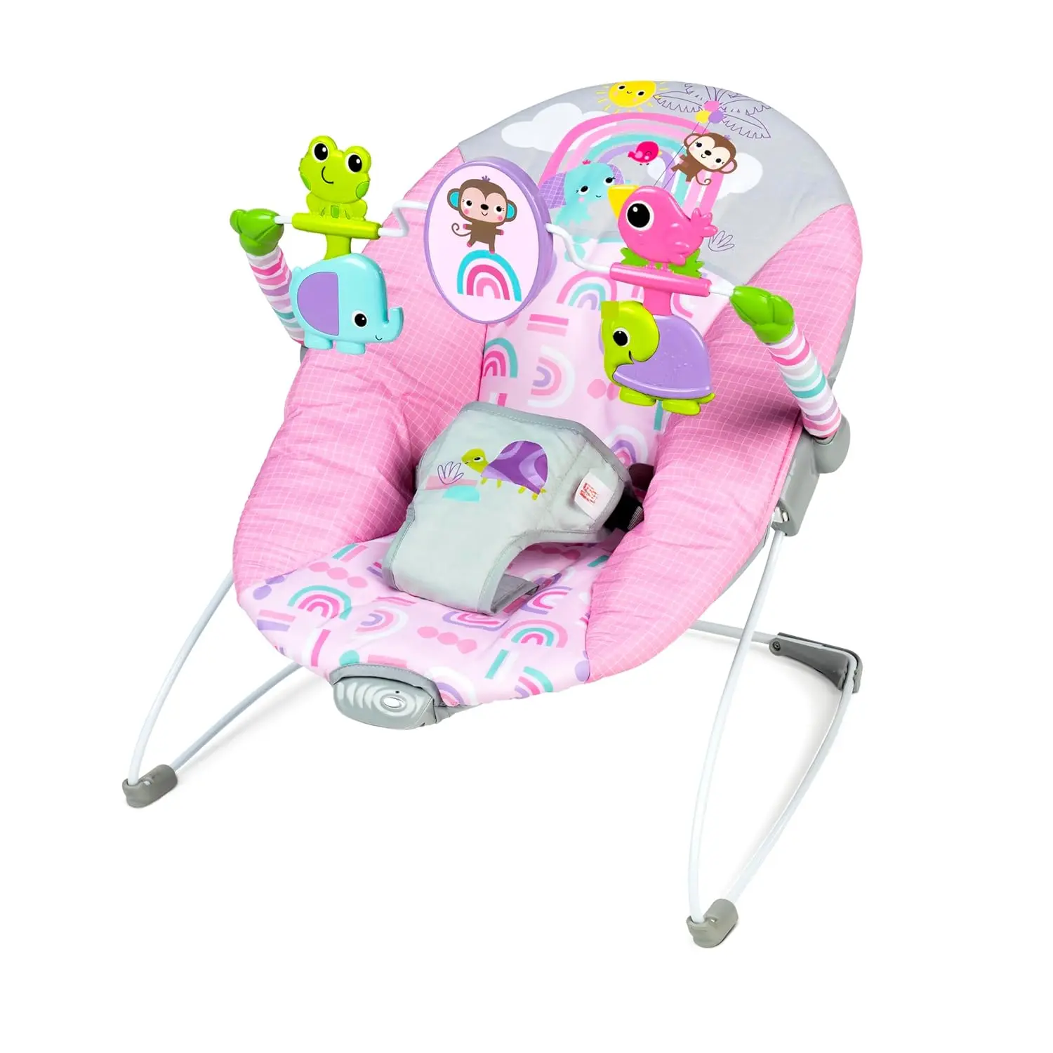 Pink Paradise Portable Baby Bouncer with Vibrating Infant Seat and -Toy Bar, Max Weight 20 lbs., Age 0-6 Months