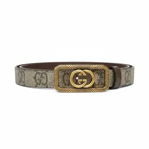 Pre-owned Gucci Interlock G Buckle Thin Belt Size 100
