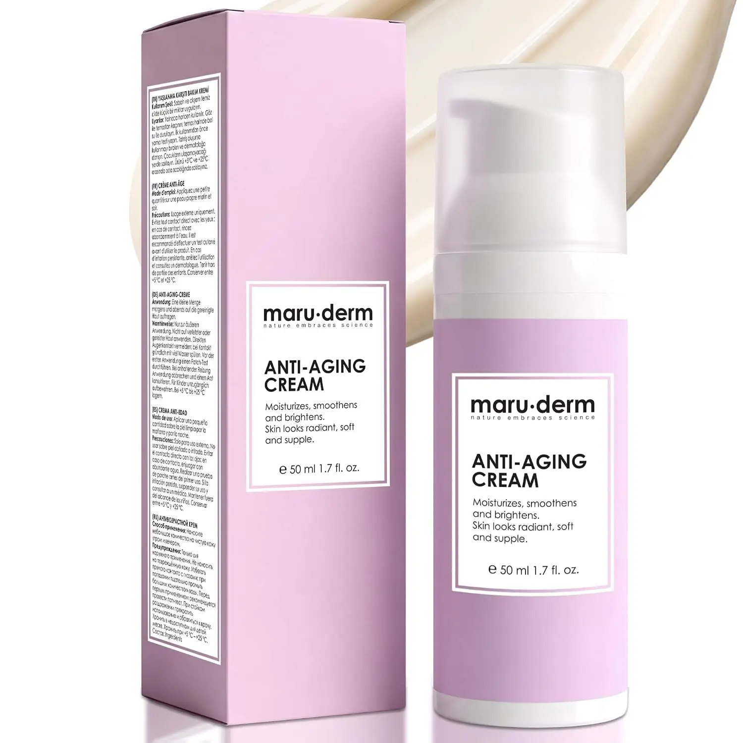 maru.derm Maruderm Anti-Aging Face Cream - Wrinkle Repair & Hydrating Moisturizer with Hyaluronic Acid & Niacinamide - Firming & Skin Renewal for Fine Lines Reduction - Daily Use Skincare - 50ml