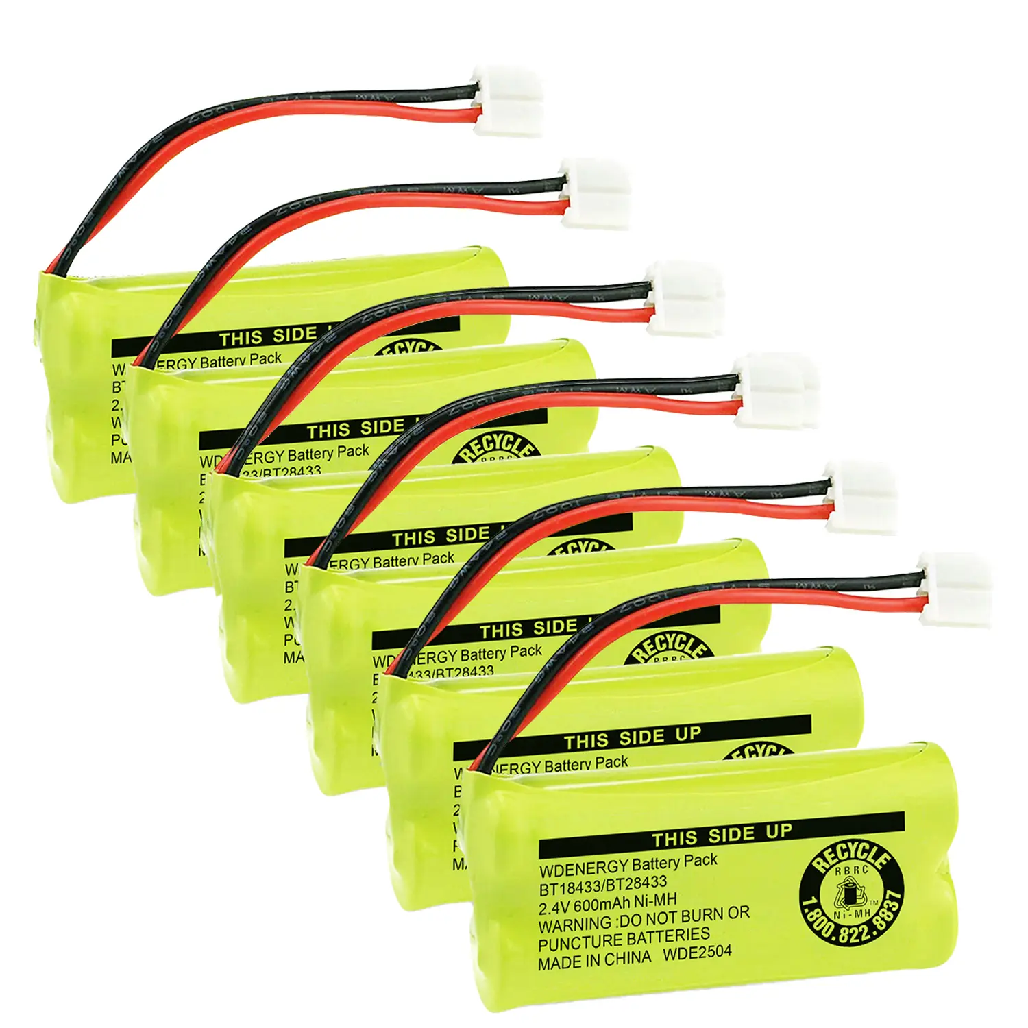 6-Pack High Capacity Long-Lasting 600mAh 2.4V Rechargeable Batteries, Compatible with AT&T Vtech Phones, Replaces BT18433, BT28433, BT184342, BT284342, BT-8300, BATT-6010, BT1011, BT1018, BT1022, BT1031, 89-1326-00-00, CPH-515D