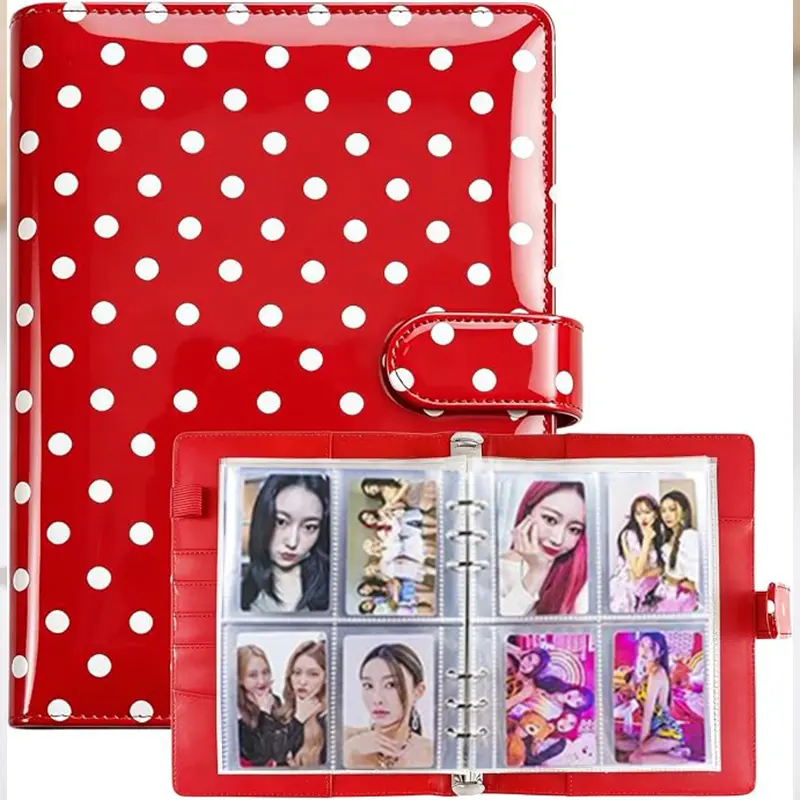 A5 Kpop Photocard Binder with 30 Pack 4-Pocket Card Pages, 6 Ring A5 Binder Card Collector Album with 240 Card Slots,PU Leather Binder Cover with Magnetic Buckle Closure for Organizing Trading Card